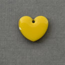 5 YELLOW Enamel Heart Charms, double sided, 15x14mm, chs3358