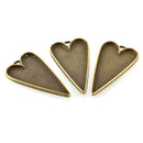 2 Bronze Bezel HEART TRAYS Pendants for Resin, Cabochons, fits 2" inside tray, chs3363