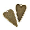 2 Bronze Bezel HEART TRAYS Pendants for Resin, Cabochons, fits 2" inside tray, chs3363