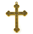 2 Large Antique Gold Ornate Cross Pendants, 3", chs3365