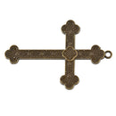 2 Large Antique Bronze Ornate Cross Pendants, 3", chs3366