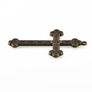 2 Large Antique Bronze Ornate Cross Pendants, 3", chs3366