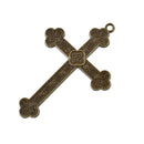 2 Large Antique Bronze Ornate Cross Pendants, 3", chs3366
