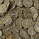 10 Religious Medal Charms, Bronze Relic Charm Pendants, double sided Patron Saint charms, 15x12mm, chs3368