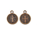 10 Religious Medal Charms, Copper Relic Charm Pendants, double sided Patron Saint charms, 15x12mm, chs3369