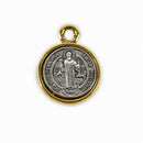 5 Religious Medal Charms, Gold and Silver Relic Charm Pendants, double sided Patron Saint charms, 19x14mm, chs3370