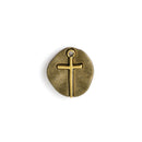 10 Bronze Coin Relic Charms, Bronze Coin with Gold Cross, round coin charms, 21x19mm, chs3445