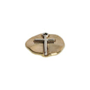 10 Gold Coin Relic Charms, Gold Coin with Silver Cross, round coin charms, 21x19mm, chs3446