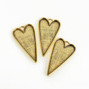 2 Gold Bezel HEART TRAYS Pendants for Resin, Cabochons, fits 2" inside tray, chs3470