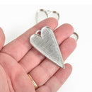 2 Silver Bezel HEART TRAYS Pendants for Resin, Cabochons, fits 2" inside tray, chs3471