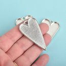 2 Silver Bezel HEART TRAYS Pendants for Resin, Cabochons, fits 2" inside tray, chs3471