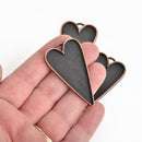 2 Copper Bezel HEART TRAYS Pendants for Resin, Cabochons, fits 2" inside tray, chs3472