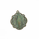5 Bronze Relic Charm Pendants, Green Verdigris Patina, religious medal coin charms, Bronze plated metal, 34x29mm, chs3473