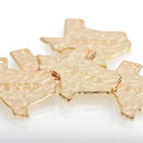 4 Stamped TEXAS STATE Cutout Charm Pendants, hammered light gold tone metal, chs3474