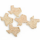 4 Stamped TEXAS STATE Cutout Charm Pendants, hammered light gold tone metal, chs3474