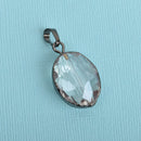 1 Crystal Oval Drop Pendant, Clear Glass CRYSTAL, Faceted, Gunmetal Bail, 35x18mm, chs3476
