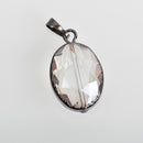 1 Crystal Oval Drop Pendant, Clear Glass CRYSTAL, Faceted, Gunmetal Bail, 35x18mm, chs3476