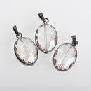 1 Crystal Oval Drop Pendant, Clear Glass CRYSTAL, Faceted, Gunmetal Bail, 35x18mm, chs3476