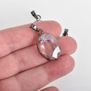 1 Crystal Oval Drop Pendant, Clear Glass CRYSTAL, Faceted, Gunmetal Bail, 35x18mm, chs3476