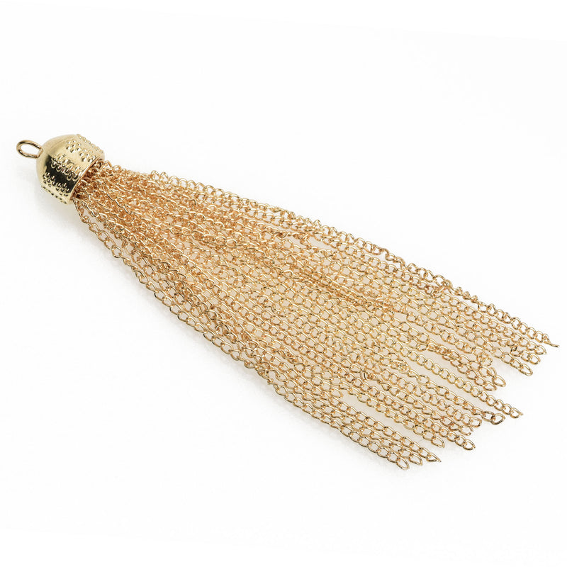 1 GOLD CHAIN TASSEL Pendant Charms, about 4" long, chs3483