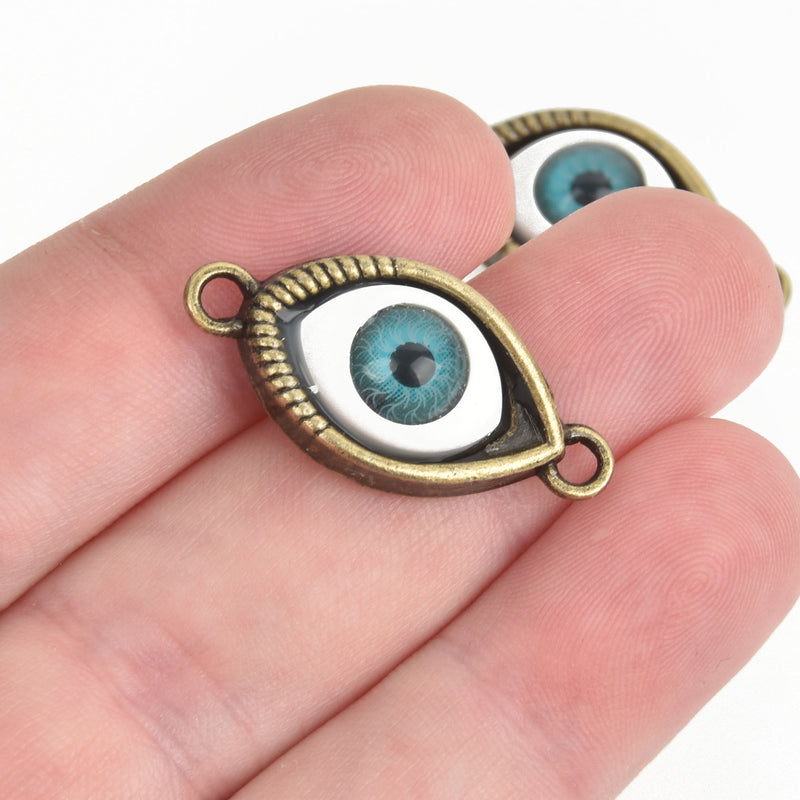 10 Bronze EYEBALL Charm Connector Links, 2-hole connectors, chs3498
