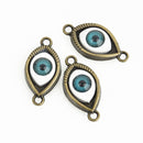 10 Bronze EYEBALL Charm Connector Links, 2-hole connectors, chs3498