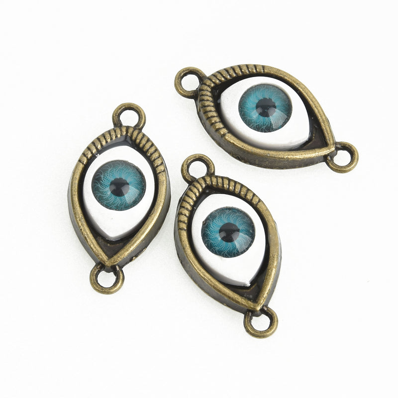 10 Bronze EYEBALL Charm Connector Links, 2-hole connectors, chs3498