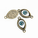 10 Bronze EYEBALL Charm Connector Links, 2-hole connectors, chs3498