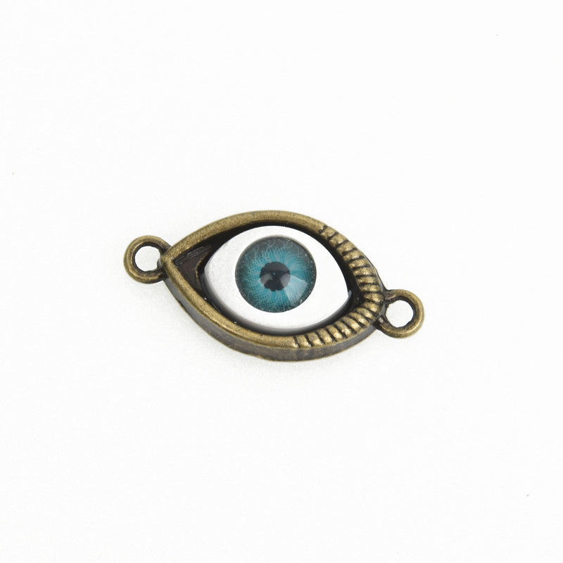 10 Bronze EYEBALL Charm Connector Links, 2-hole connectors, chs3498