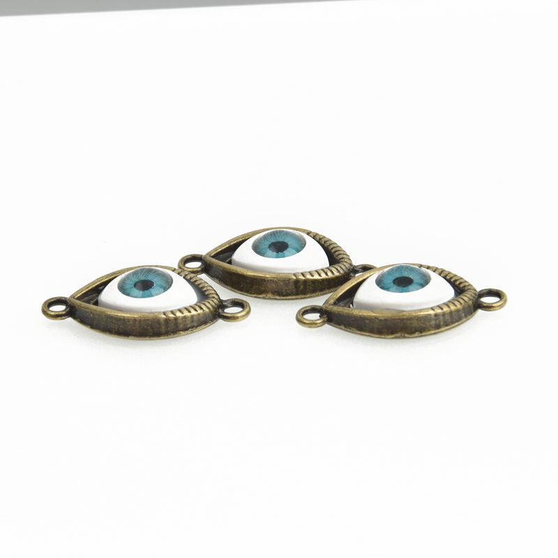 10 Bronze EYEBALL Charm Connector Links, 2-hole connectors, chs3498