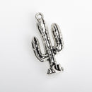 10 Silver CACTUS Charms, Metal, 33x16mm, chs3501