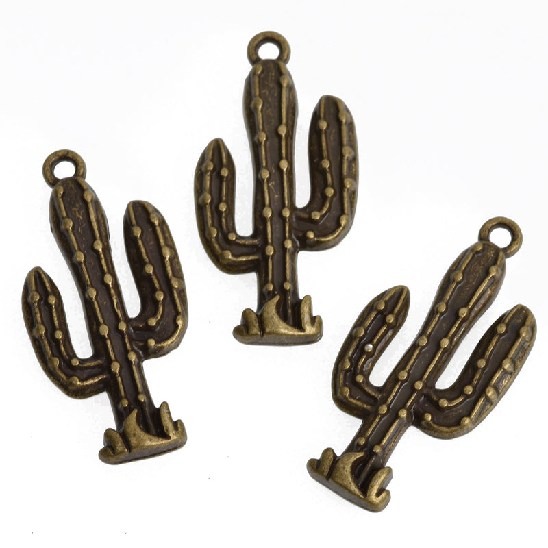 10 Bronze CACTUS Charms, Metal, 33x16mm, chs3502