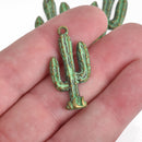 10 Bronze CACTUS Charms, Metal, Green Verdigris Patina, 33x16mm, chs3503