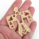 2 Matte Gold THUNDERBIRD Pendants, Southwest Style Pendant Charms, 2.5" long, chs3508