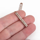 5 Copper Rhinestone Bar Charms, clear rhinestones embedded in the stick charm design, 33x4mm, chs3517