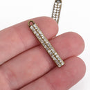 5 Bronze Rhinestone Bar Charms, clear rhinestones embedded in the stick charm design, 33x4mm, chs3519