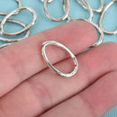 10 Silver Oval Wavy Rings, Oval Connector Links, Soldered Ring Metal Charms, 22x14mm, chs3528
