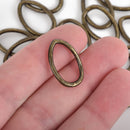 10 Bronze Oval Wavy Rings, Oval Connector Links, Soldered Ring Metal Charms, 22x14mm, chs3530