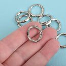 10 Silver Round Wavy Rings, Connector Links, Soldered Ring Metal Charms, 20mm, chs3532