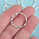 CIRCLE RING, Bright Silver Tone Metal Charm 
