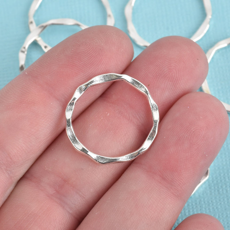 CIRCLE RING, Bright Silver Tone Metal Charm 