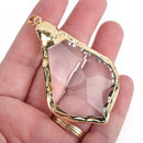 1 Crystal Teardrop Drop Pendant, Clear Glass CRYSTAL, Faceted, Gold Bail, 3" long, chs3551