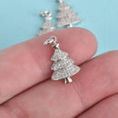 Silver CHRISTMAS TREE Charm, Micro Pave Rhinestone Charm, Christmas Charms, Petite Tree Charm, 22x10mm, chs3555
