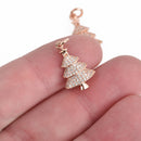 Rose Gold CHRISTMAS TREE Charm, Micro Pave Charm, Christmas Charms, Petite Tree Charm, 22x10mm, chs3556