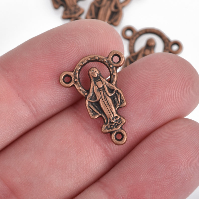 10 Copper Rosary Tri-Piece Jewelry Connector Link, Patron Saint Charms, Multi Strand Necklaces, 20mm, chs3598