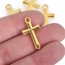 10 Gold Metal Sideways Cross Charm Connector Links, 26mm, CHS3615