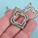 2 Silver Rhinestone Quatrefoil Charms, clear rhinestones embedded, 37x30mm, chs3637