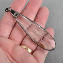 1 Crystal Teardrop Drop Pendant, Clear Glass CRYSTAL, Faceted, Gunmetal Bail, 3.5" long, chs3654