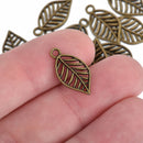 20 Bronze LEAF Charm Pendants, 19mm, Chs3696