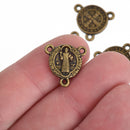 10 Bronze Rosary Tri-Piece Jewelry Connector Link, Patron Saint Charms, 17mm, chs3715